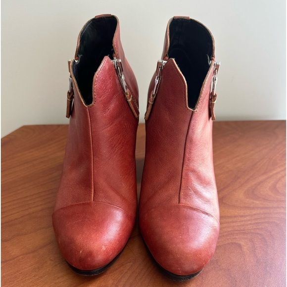 Rag & Bone Red Ankle Boots Booties Leather Size 36.5 - Picture 1 of 7